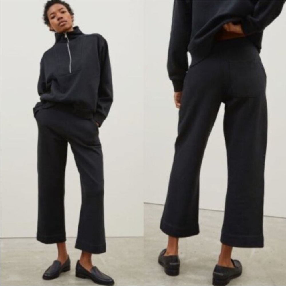 EVERLANE Organic Cotton The Track Wide-Leg Pant Black